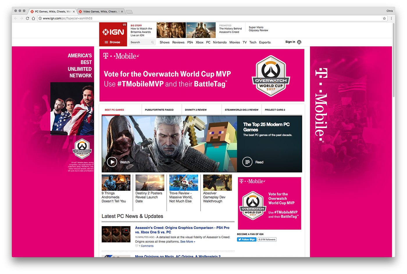 T-Mobile overwatch  BlizzCon Banner Ad Overwatch League ign takeover