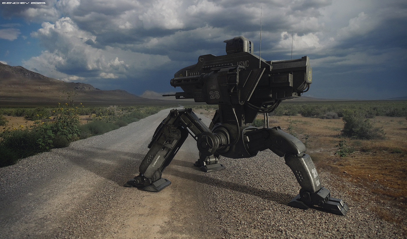 Autonomous mech mecha mechanical Military Noai robot Scifi tactical Weapon
