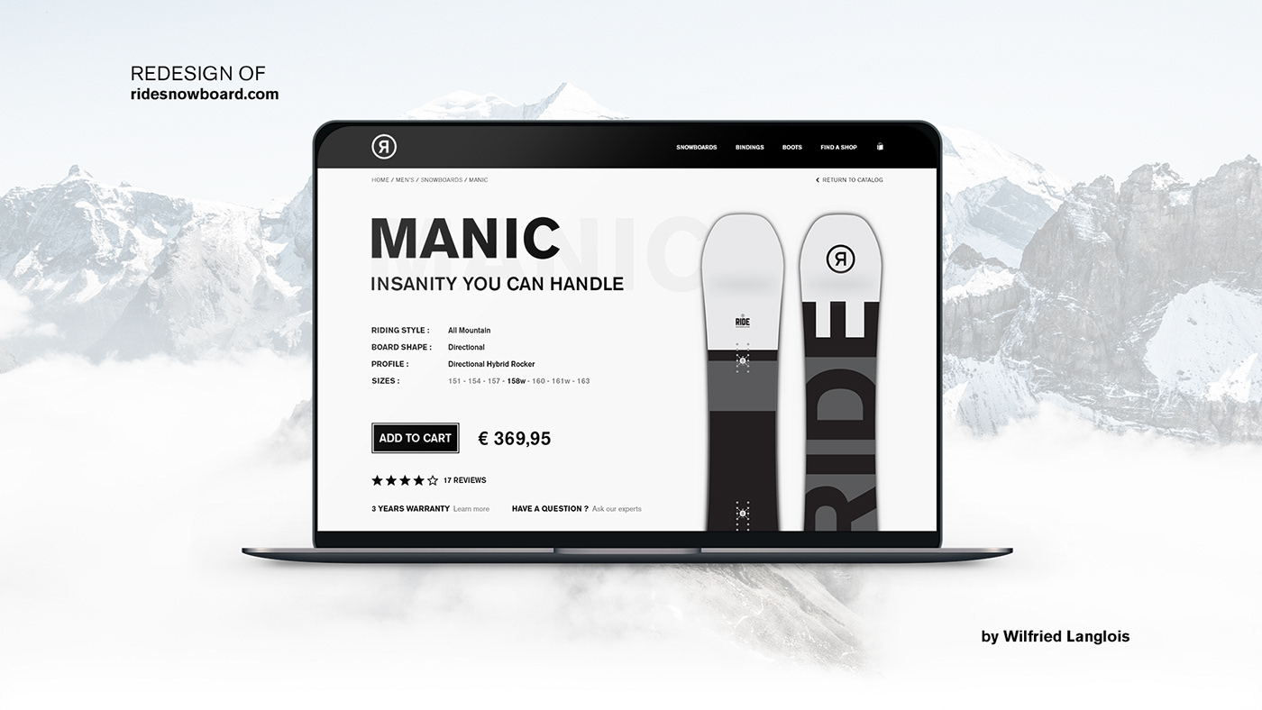 ux UI Webdesign design mountain snowboard Ski black White Interface