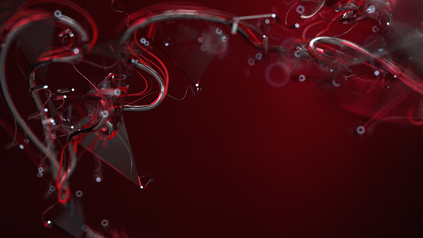 abstract art red Flowers chrome glass background