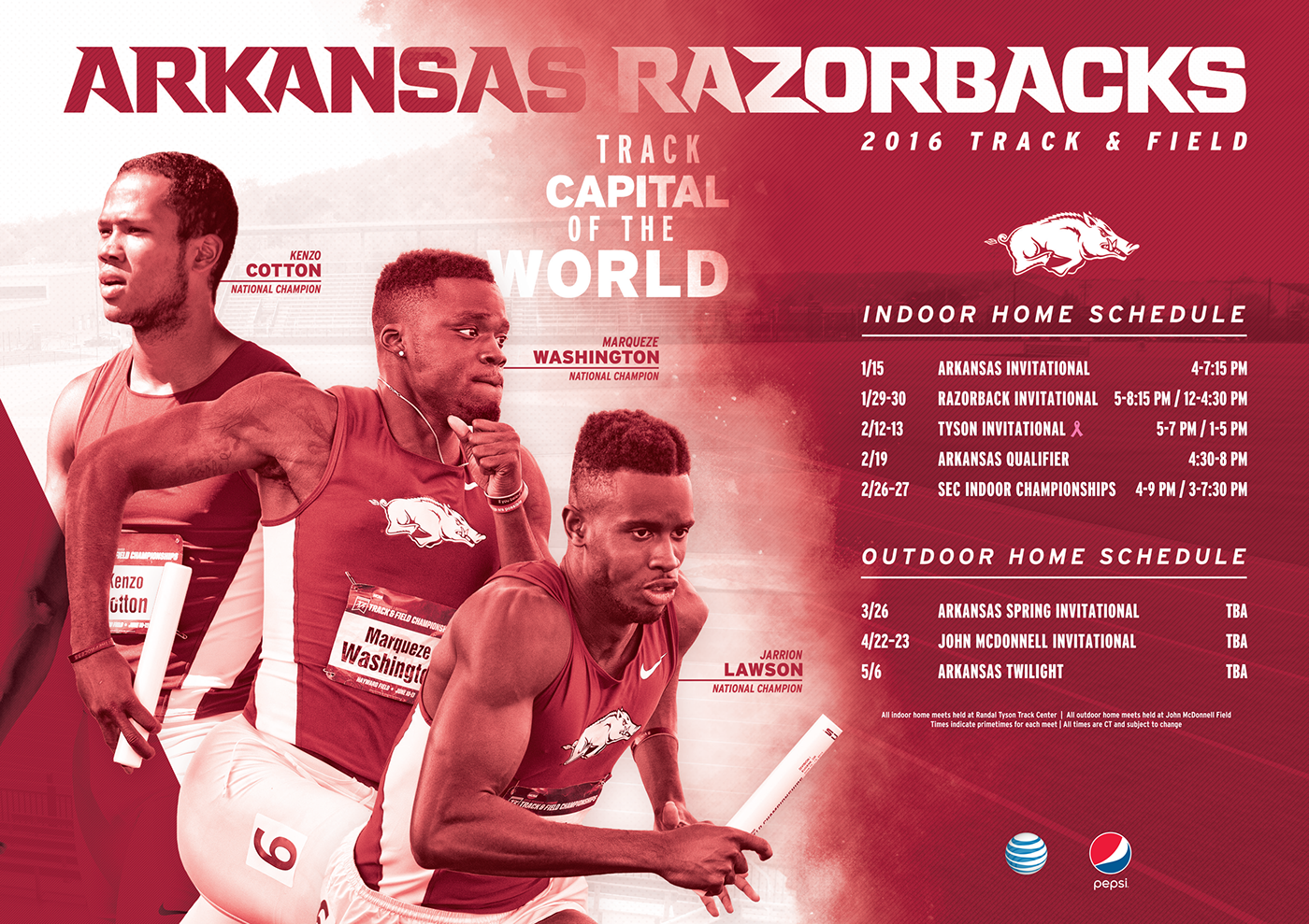 Arkansas razorbacks NCAA track field athletics poster sports
