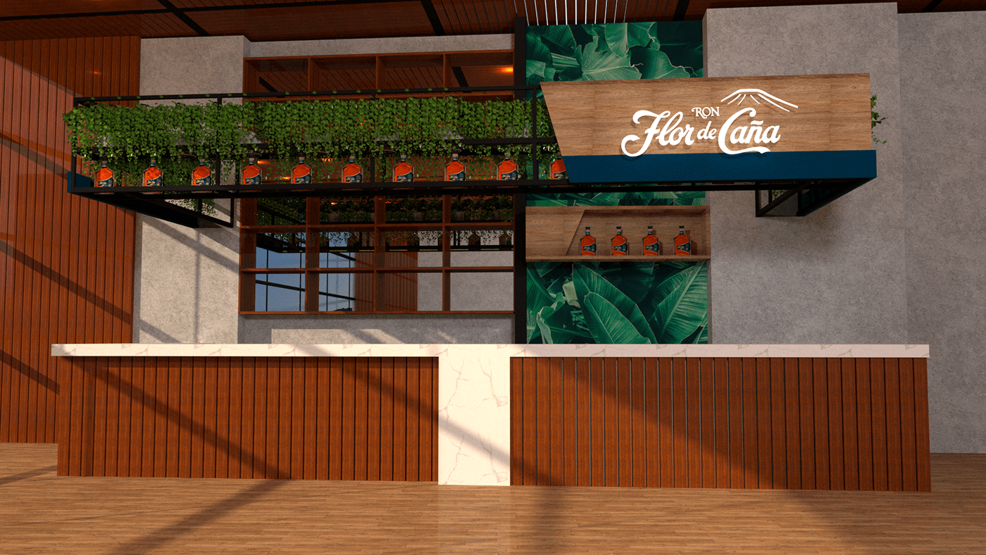 3D architecture bar barra creatividad disaing Flor de Caña publicidad ron vray