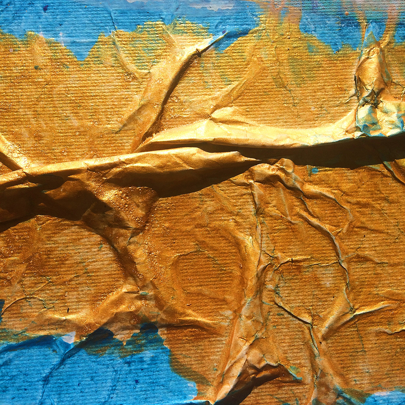 contemporary abstract acrylic sea blue gold Sun modern canvas portrait