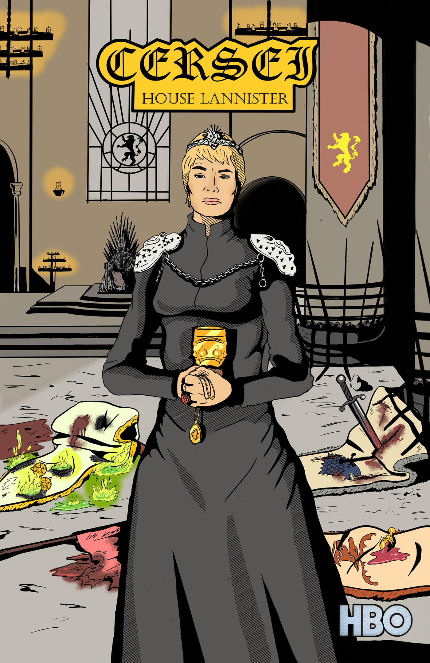 comic artwork digital illustration concept art Drawing  sketch Game of Thrones Cersei Lannister cersei got