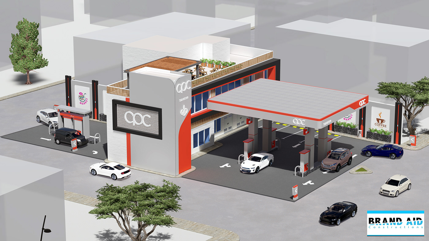 architecture building design exterior gas station gas stations lumion Render revit visualization