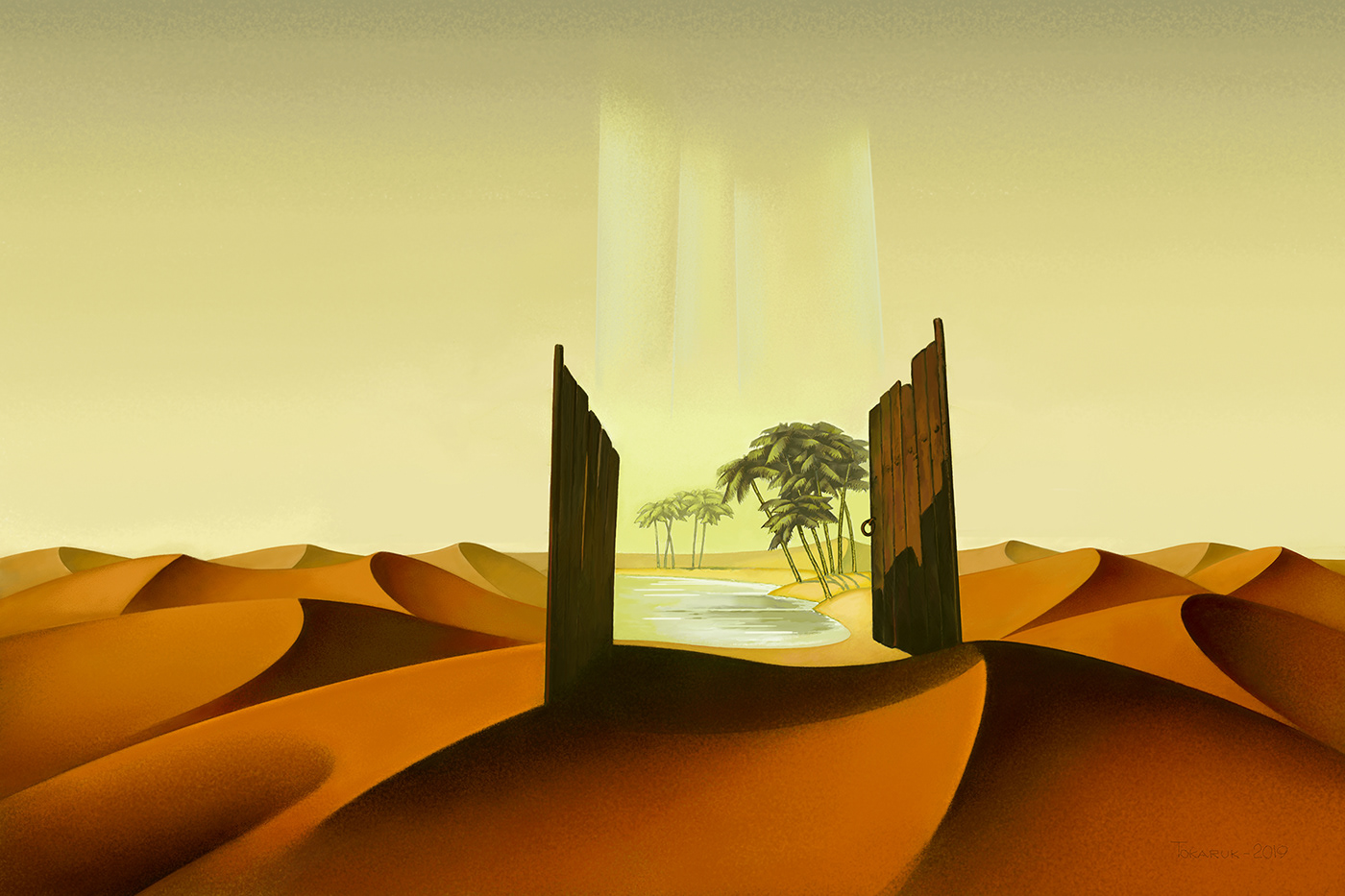 ILLUSTRATION  cg art 2D art desert gate oasis sand