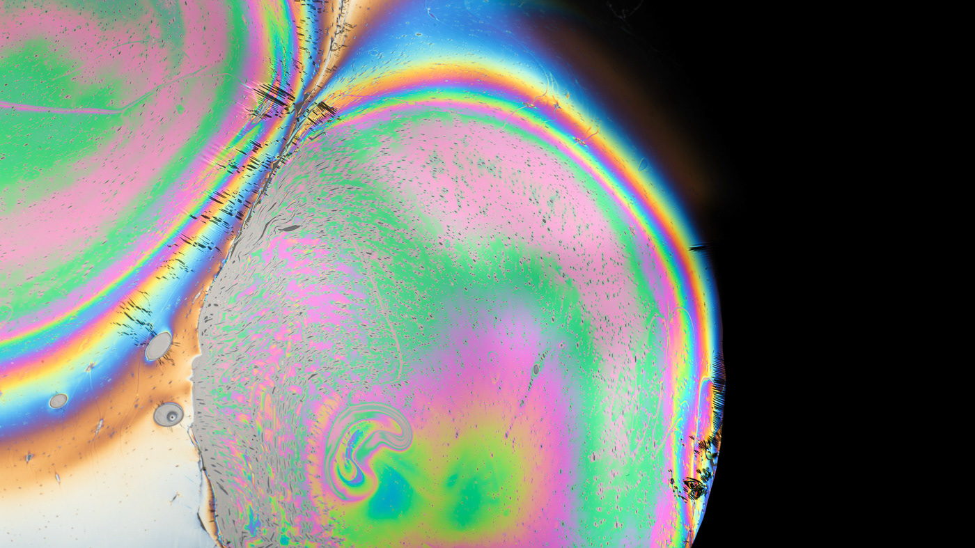 abstract science Thin-film interference iridescent holographic chrome metallic rainbow colorful wavy
