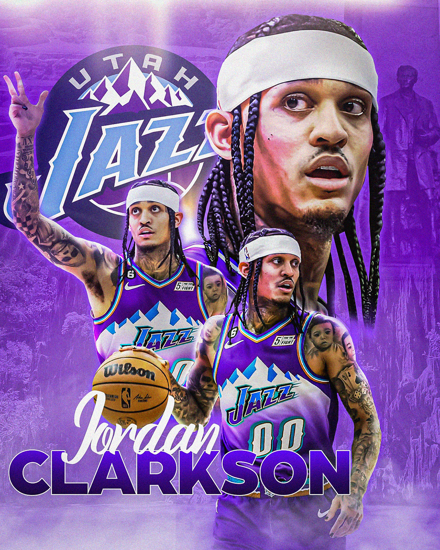 utah jazz NBA Poster NBA Art NBA design nba banner Jordan Clarkson