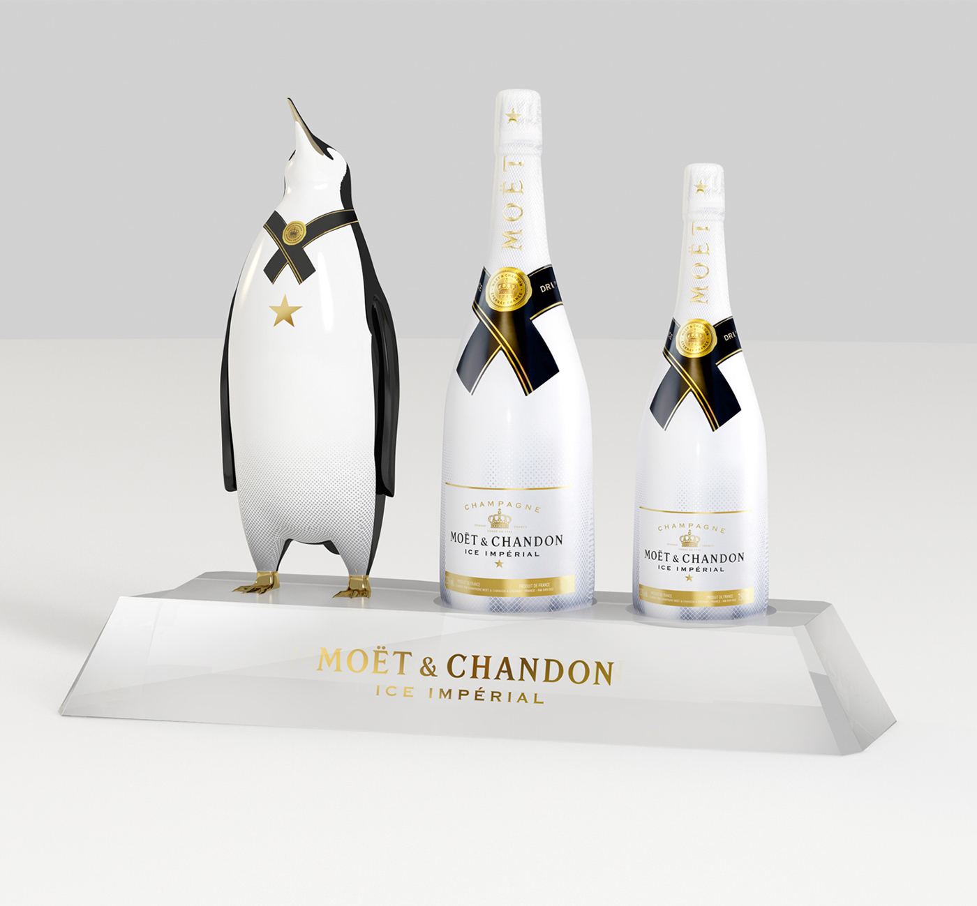 3D CGI CG penguin Moet Champagne Render cinema4d innovation creative Retail design