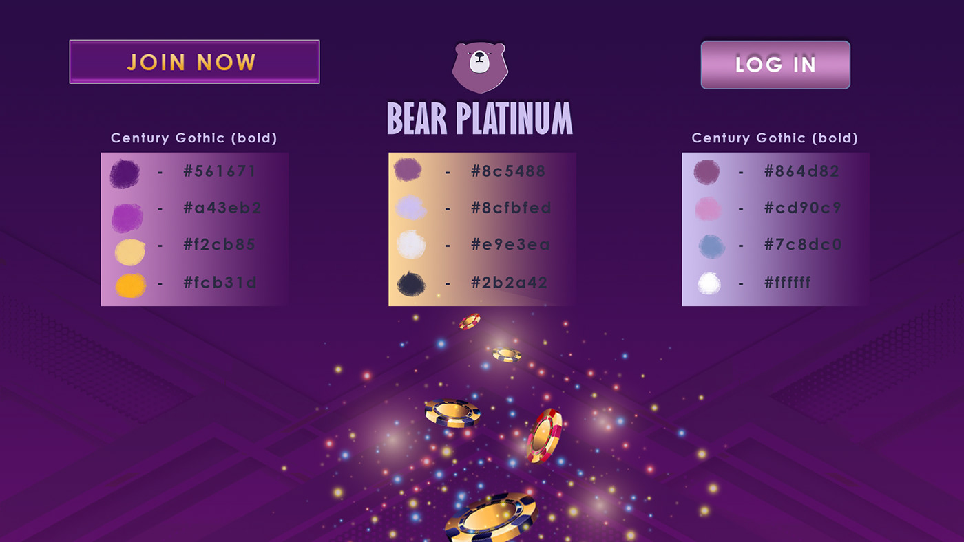 bear branding  casino graphic design  Landing Design site branding UI/UX violet mood Web Design 