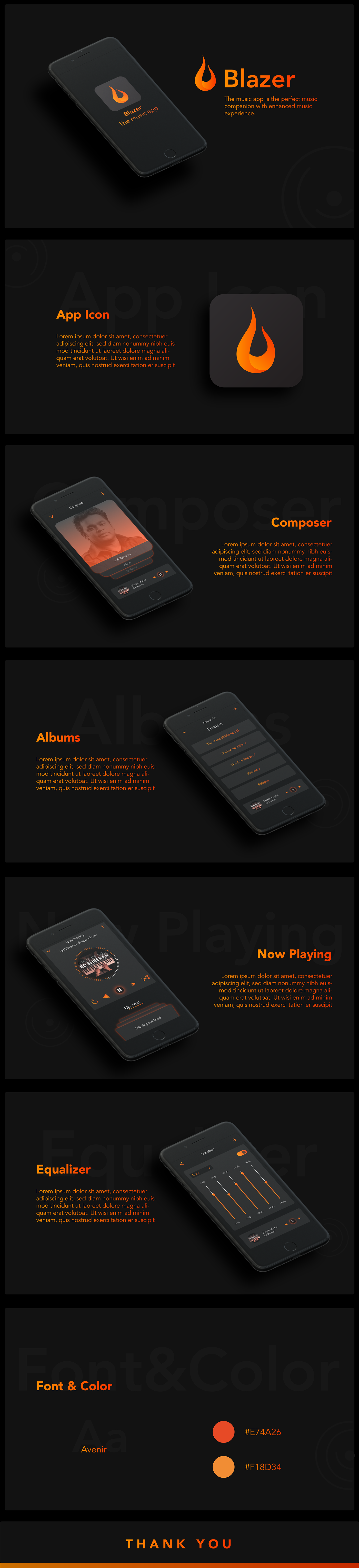 UI ux fire music app Android App black iphone 8 music app