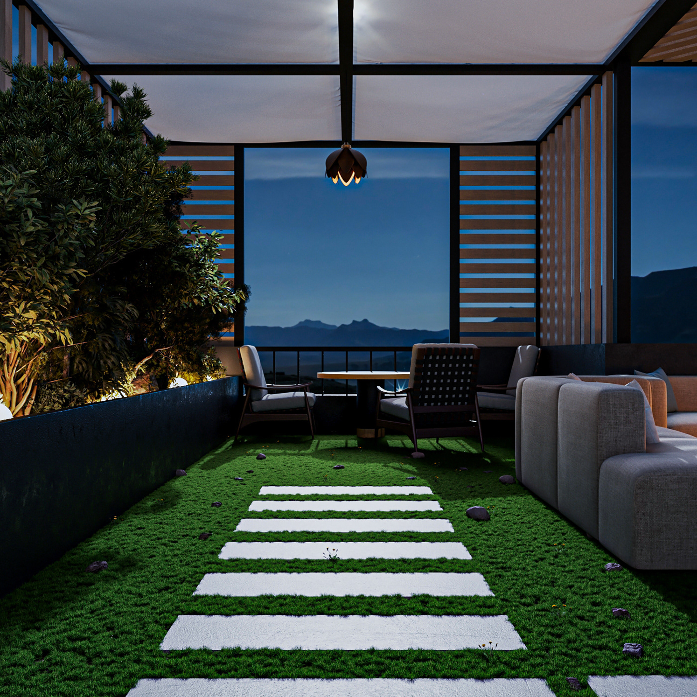 modern roof Landscape architecture visualization interior design 