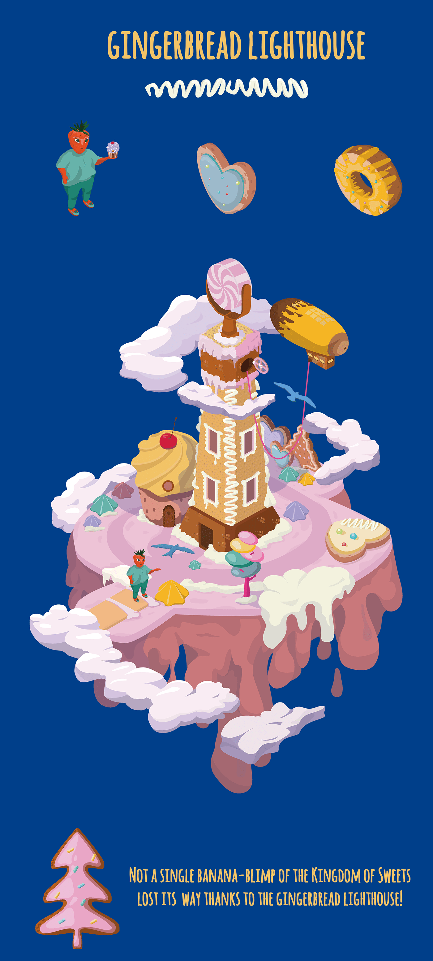 Candy colorful Isometric lighthouse Sweets vector