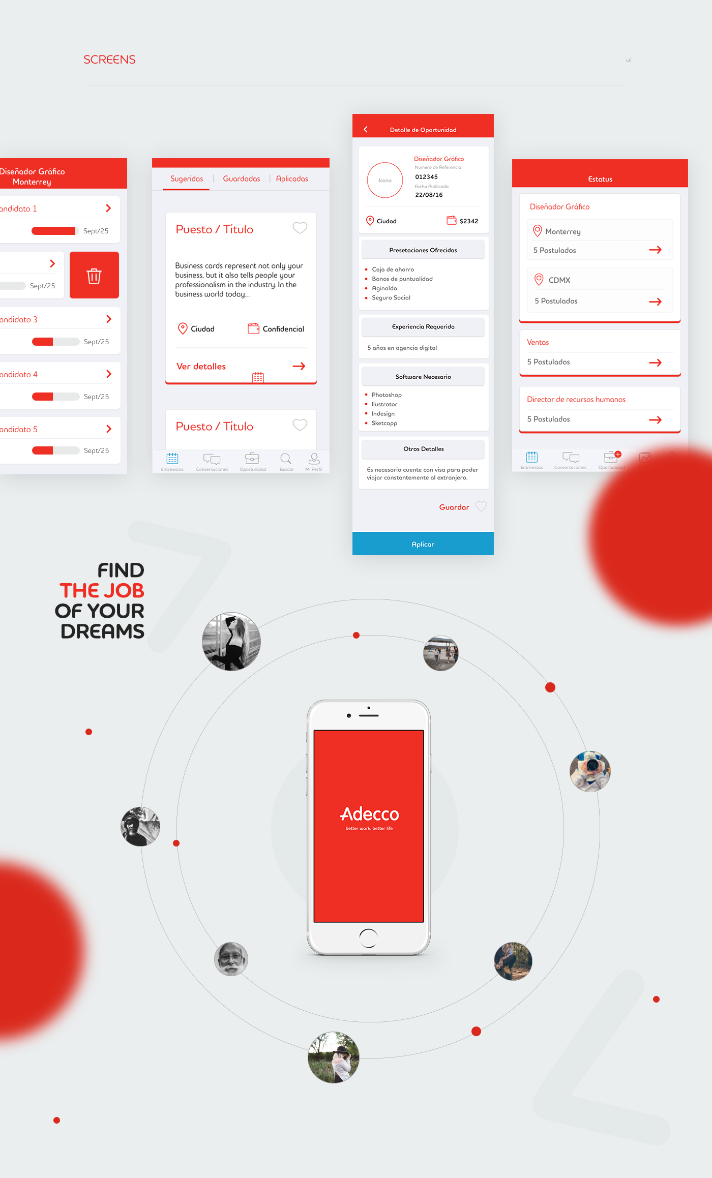 adecco Work  candidate outsourcing business landing app ux UI Creative App