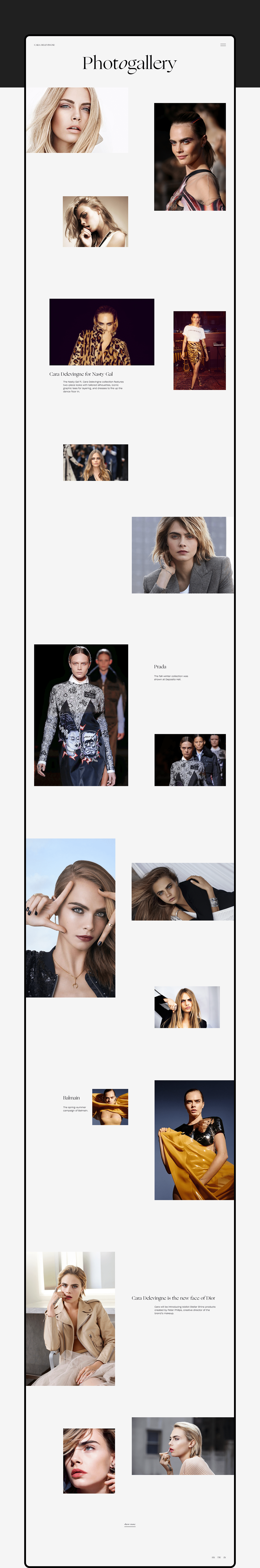 CARA DELEVINGNE Website Concept landing page Web Design  UX/UI Designer fashion design