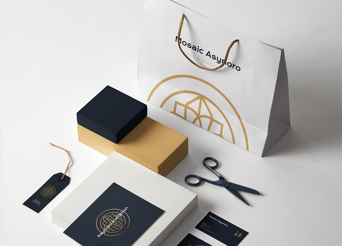 Spa hotel resort branding  minimalistic elegant logo symetric geometric gold