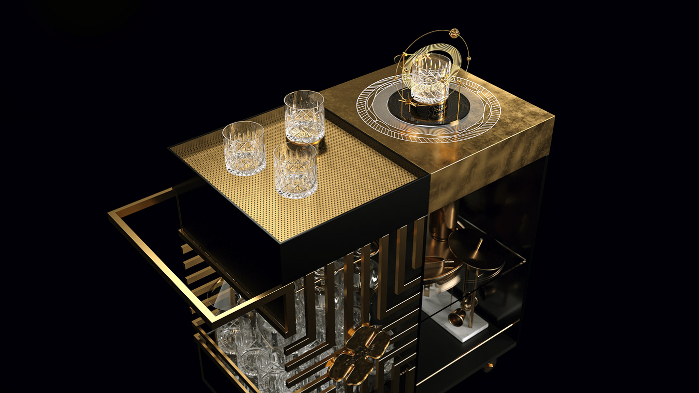 Camus Cognac Spirits alcohol decoration new year Christmas branding  Render visualization