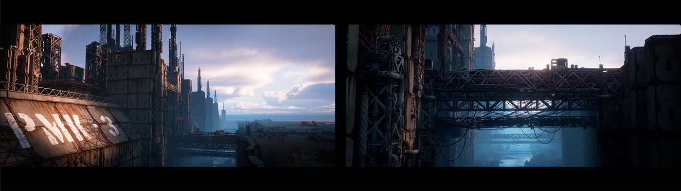 lighting Unreal Engine 3D Scifi realtime Bladerunner digital арт