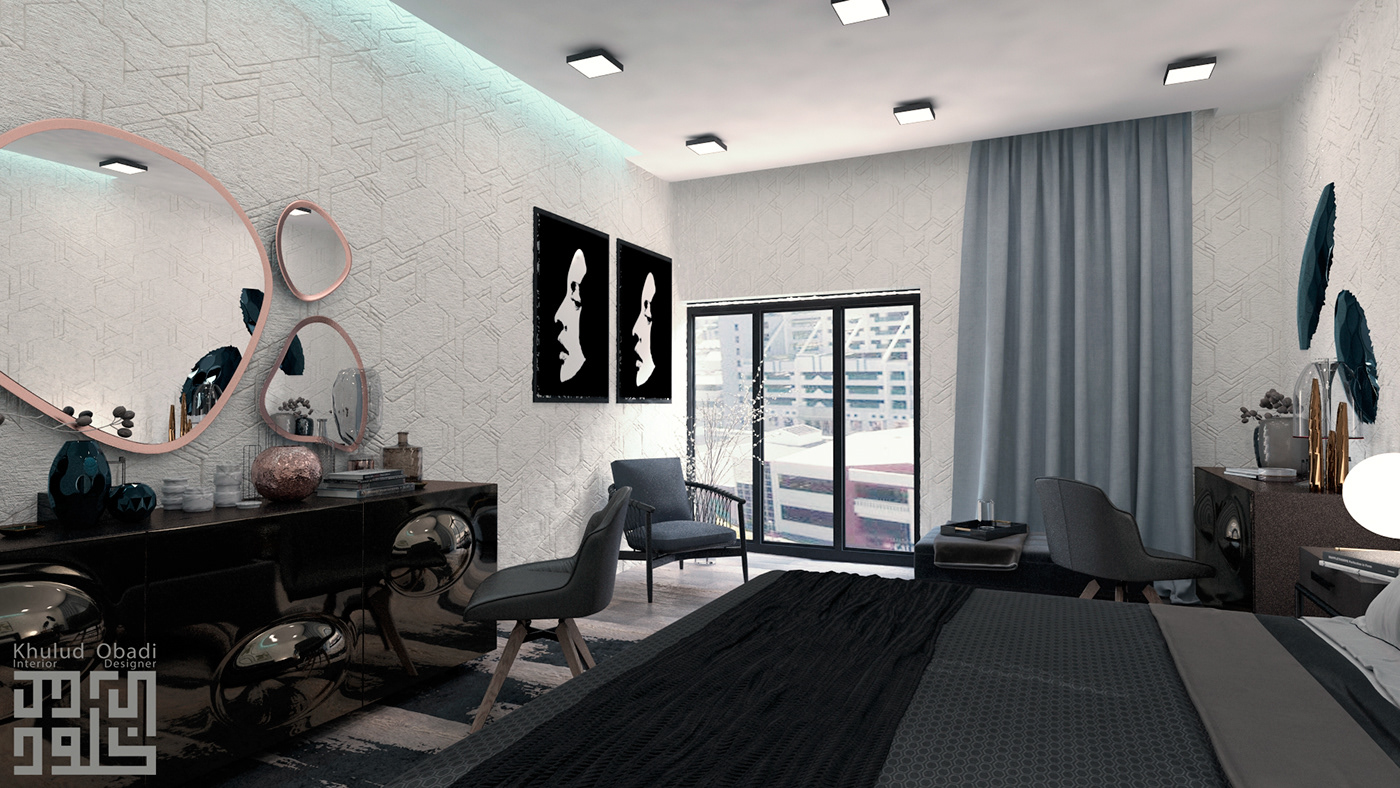 bedroom modern Interior design 3D 3dsmax vray