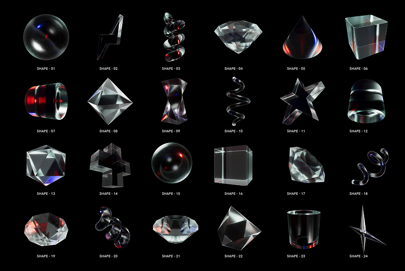 3D 3d glass Render 3D shapes geometric abstract modern design elements bubbles dispersion