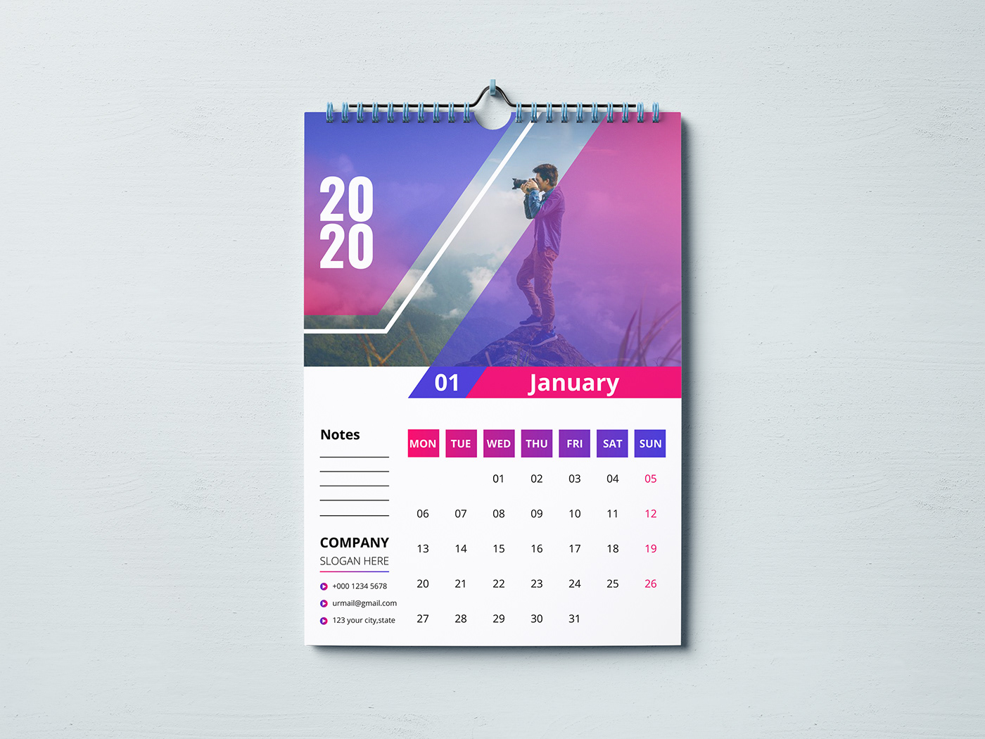 wall wall calendar 2020 calendar template 12 months  creative design january December monthly