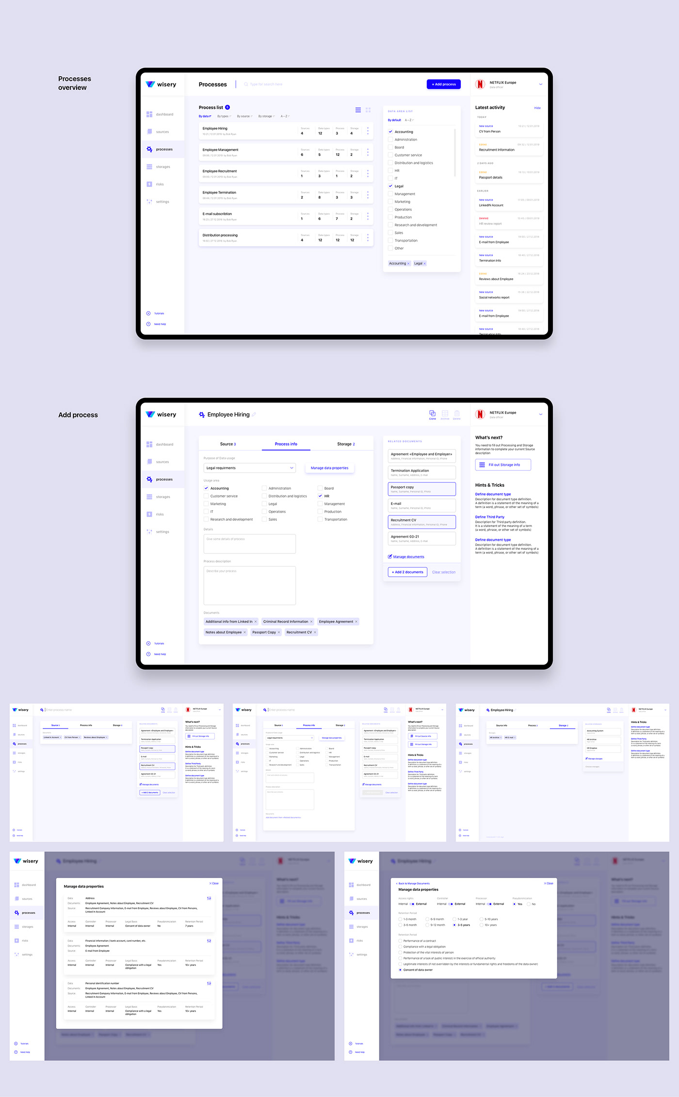 GDPR web app wisery interaction web application UI/UX CRM dashboard Web Design 