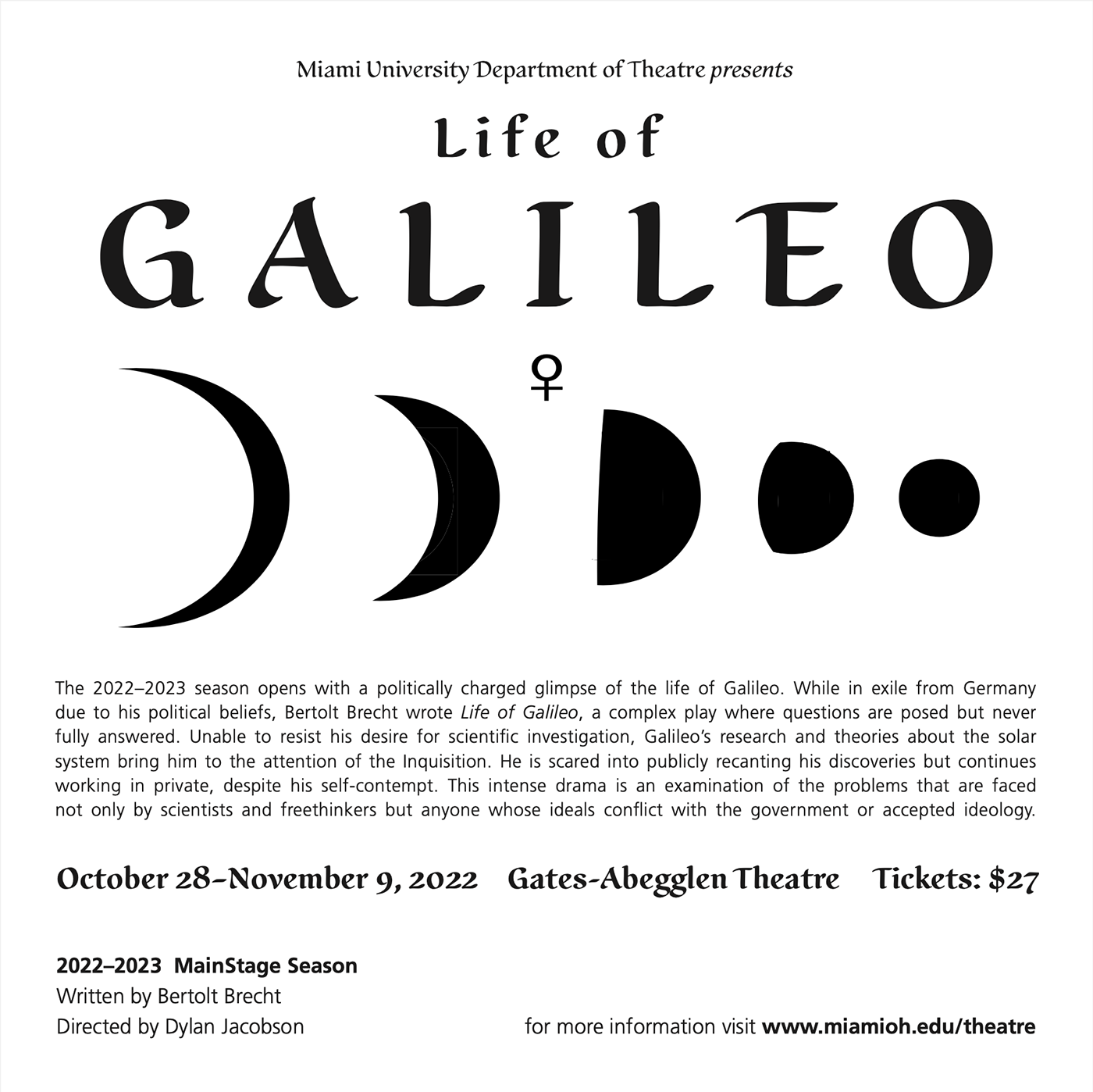 design InDesign typography   astronomy black and white flier font galileo life of galileo type