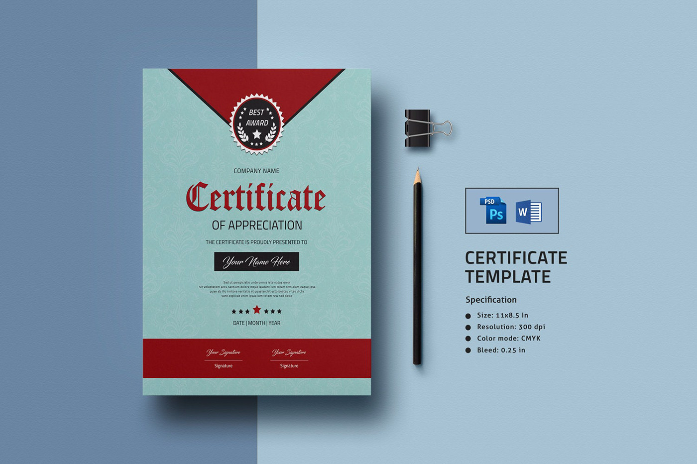 Appreciation award certificate design certificate template College Certificate company certificate corporate certificate dimploma graduation modern certificate 