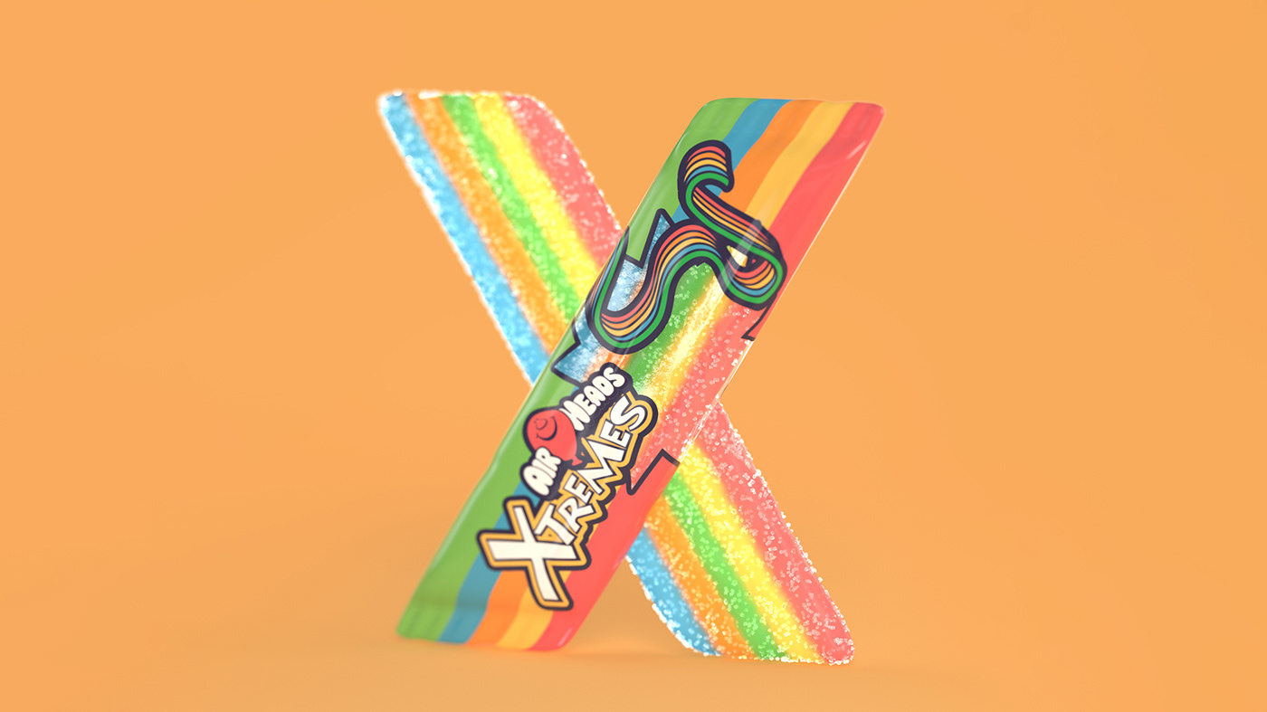 90s candy 3D type Letter X by Noah Camp