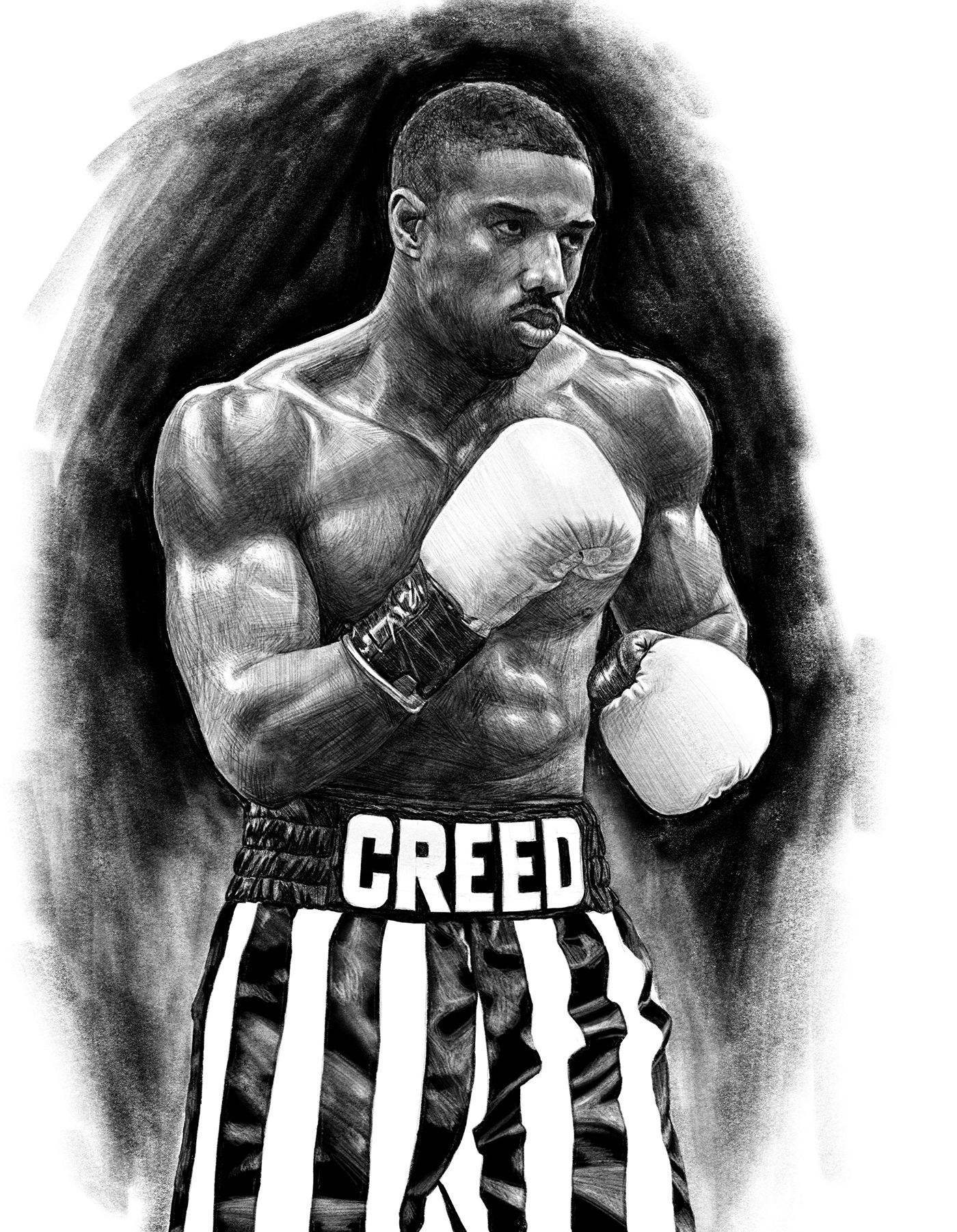 creed Adonis Creed rocky balboa michael b jordan Creed 2 Creed II Boxing Apollo Boxer Boxing gloves muscular anatomy Drawing 