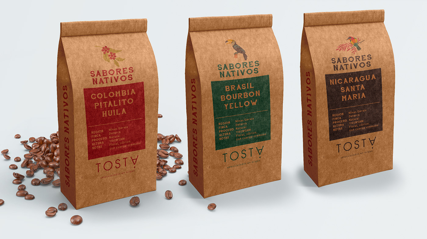 america ArtDirection branding  cafe Coffee colombia jungle nativos sabores tosta