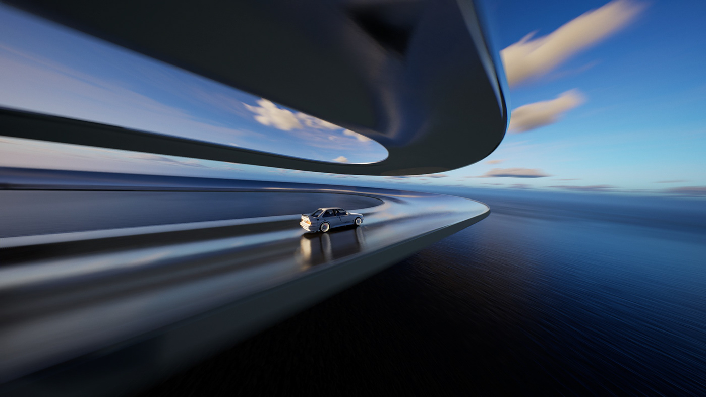 Unreal Engine concept race car loop realtime sunset cinematic joy