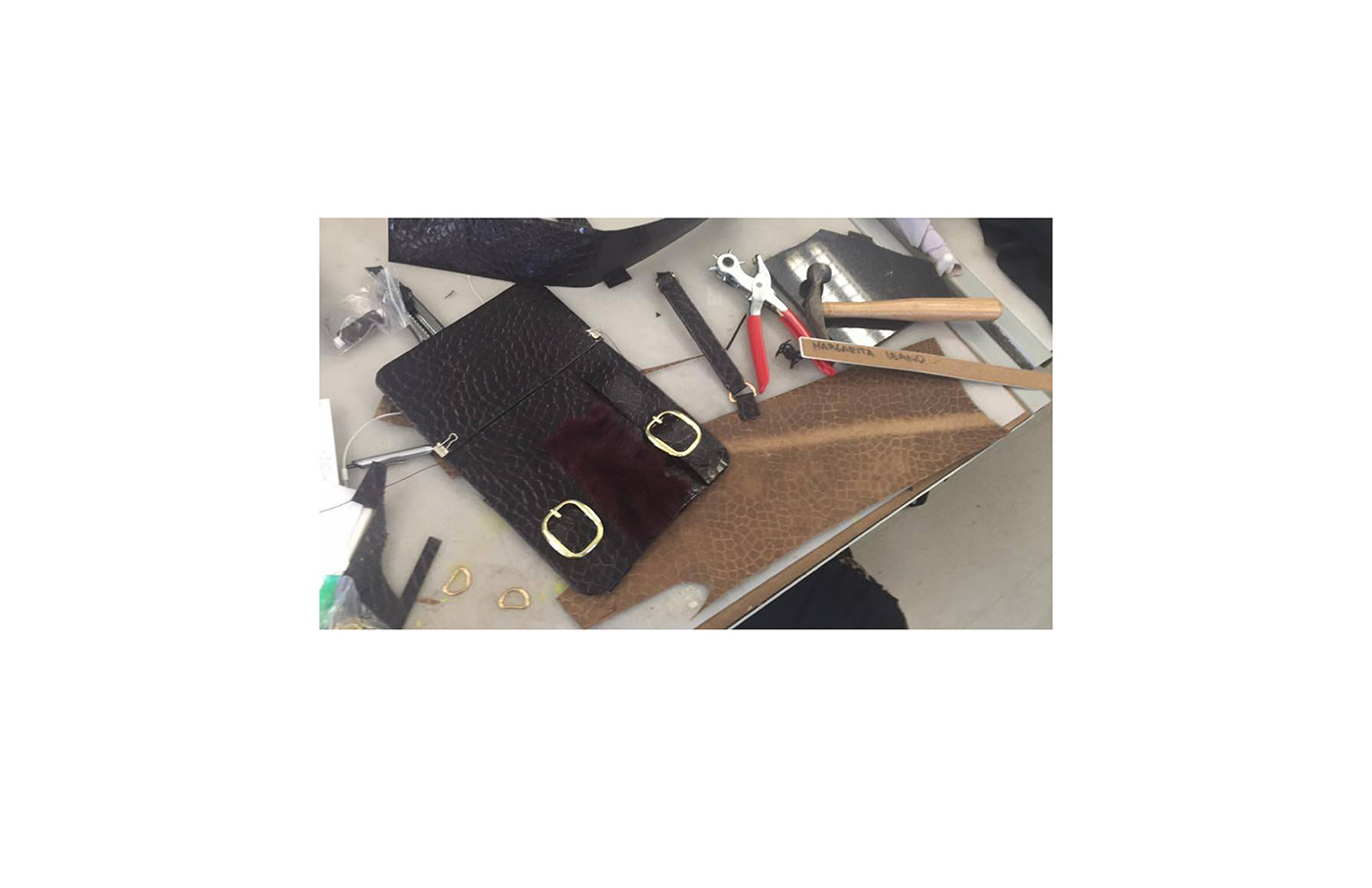 Handstiching handbag accessories leather satchel