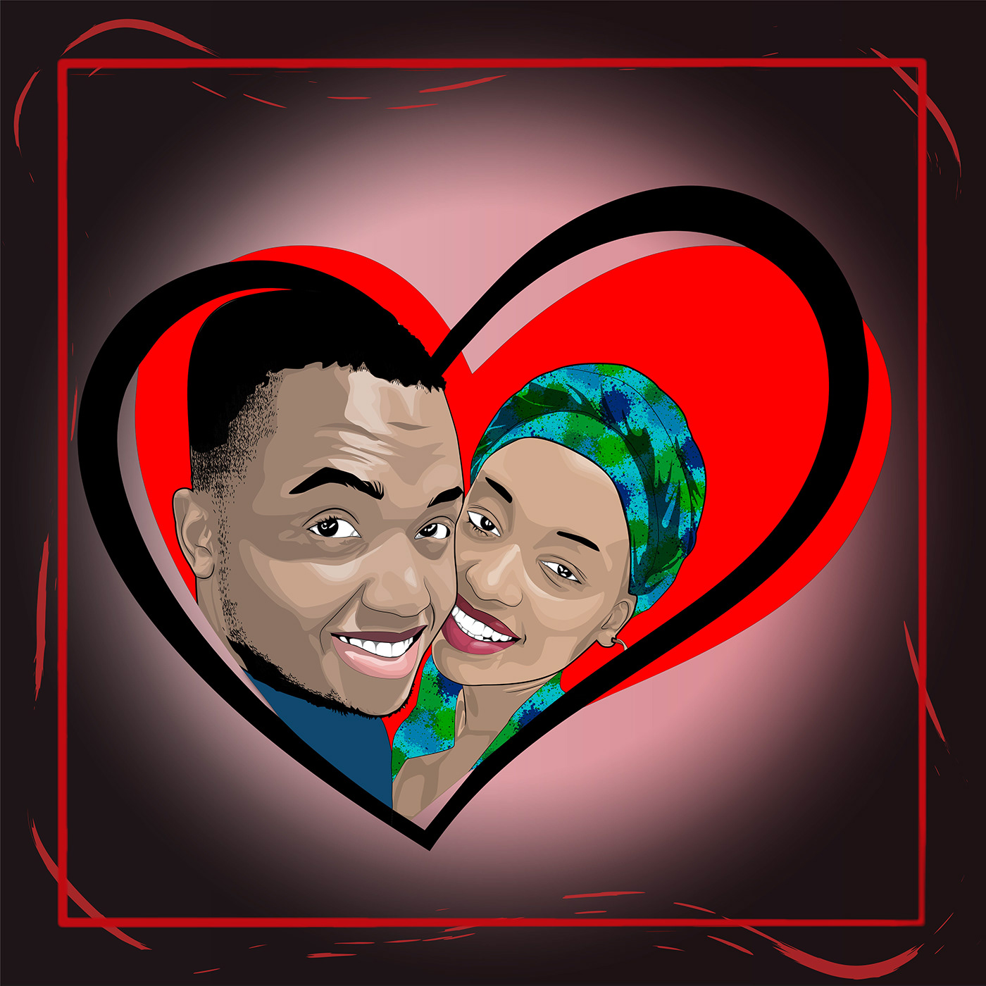 artwork Digital Art  digital illustration heart Love Lovers portrait romantic valentine Valentine's Day