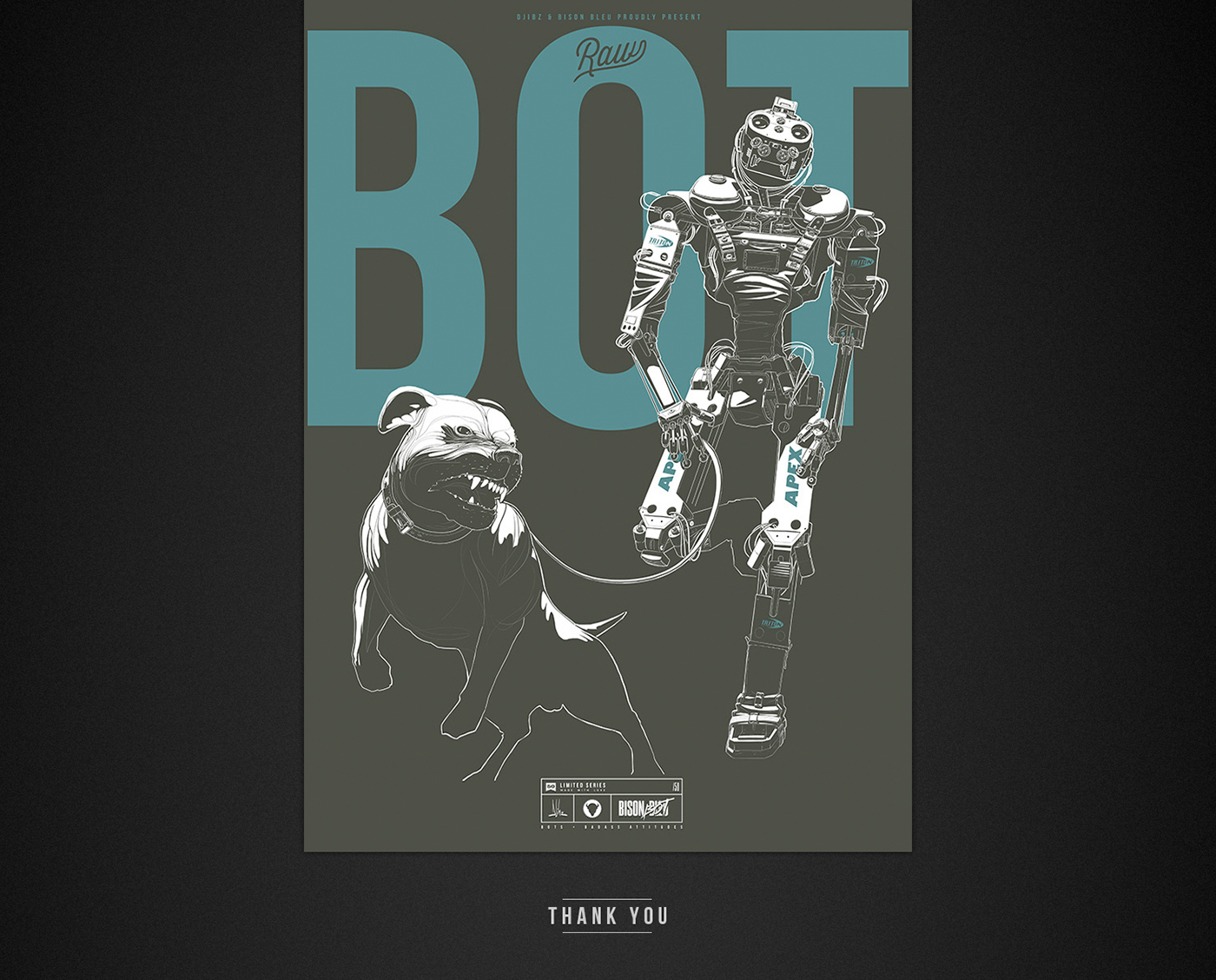 robot Bike poster print limited serie cool attitude raw bot Mechas mech dog Pittbull