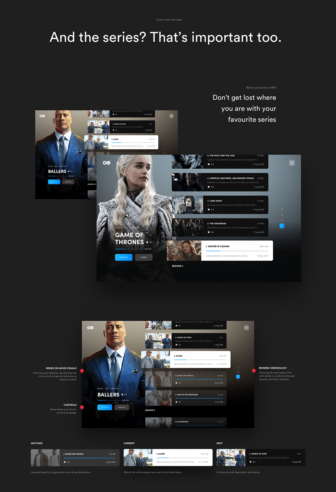 dark ui hbo Movies player redesign Streaming video VOD
