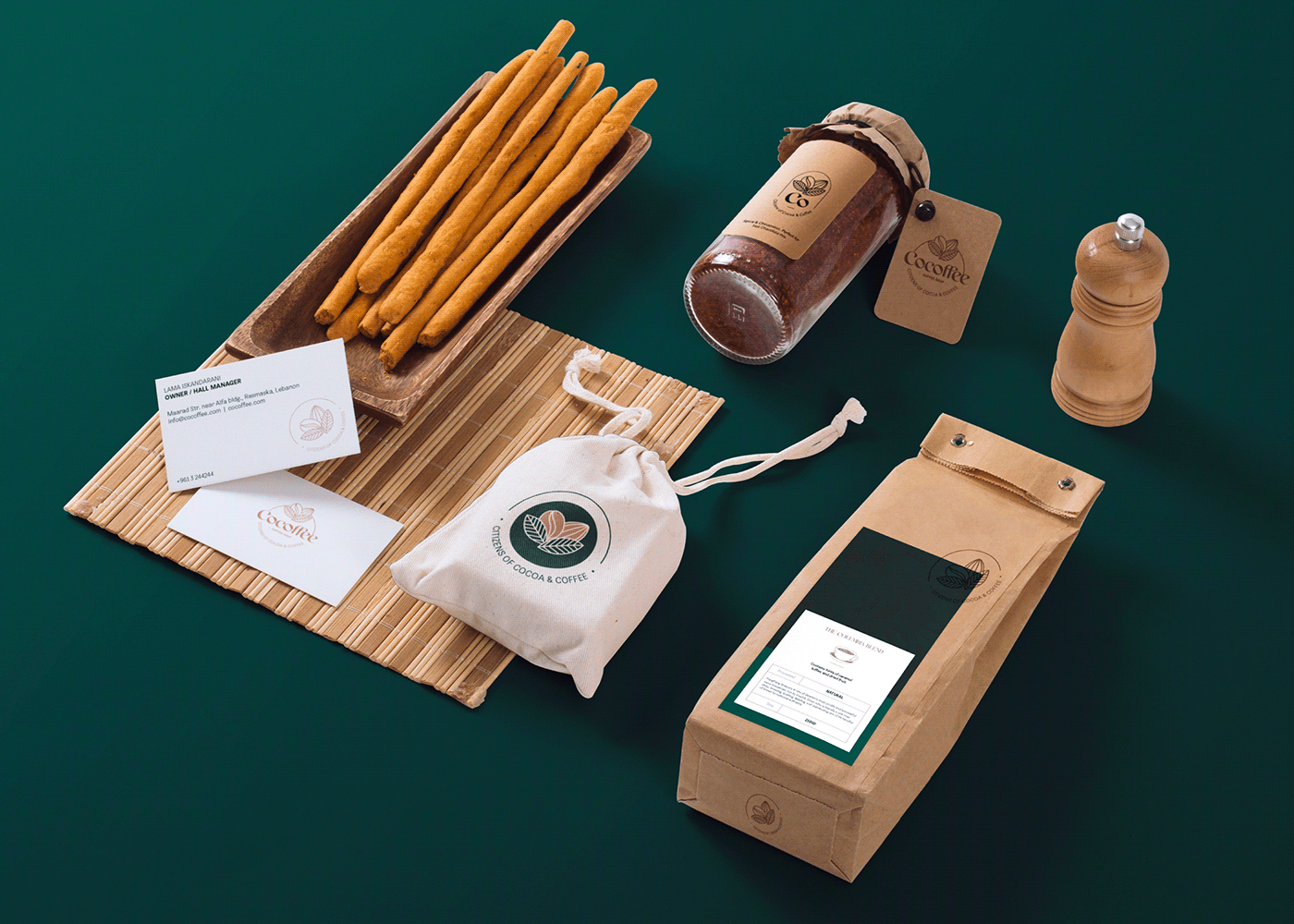 bistro branding  chocolate Coffee coffeeshop elegant green natural organic Packaging