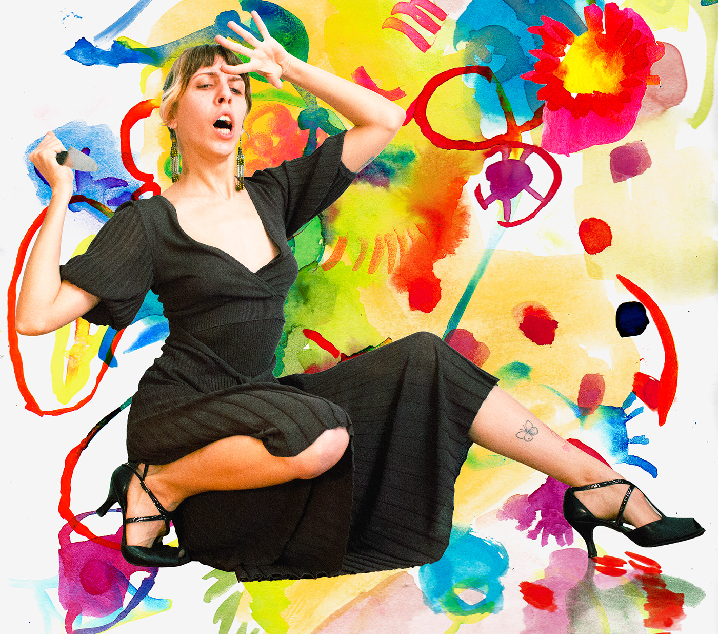 collage digital Digital Collage woman portrait watercolor colorful Mix media portrait Almodovar tango Cat