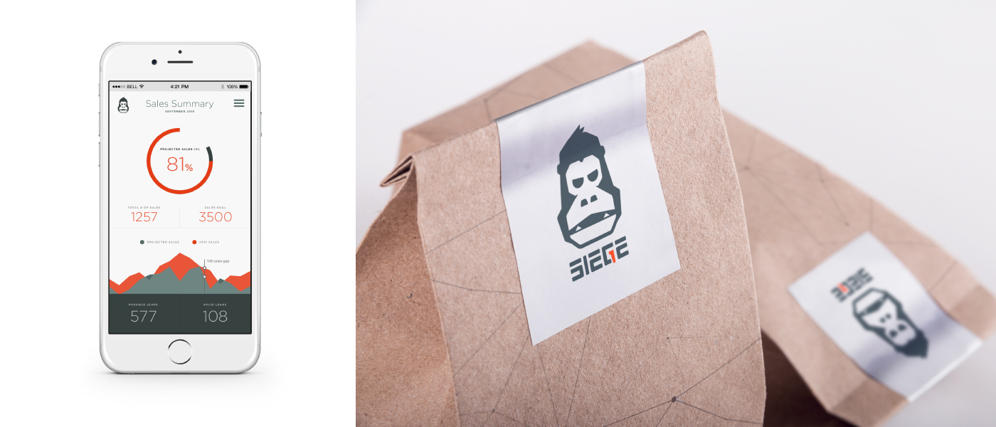 logo gorilla Siege brand colors Layout product sales Business package