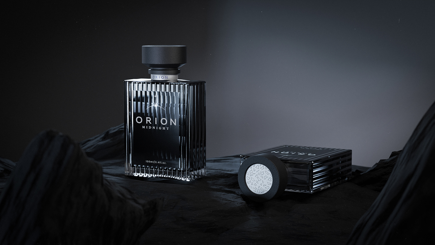 perfume visual identity Render bottle Packaging orion midnight stars