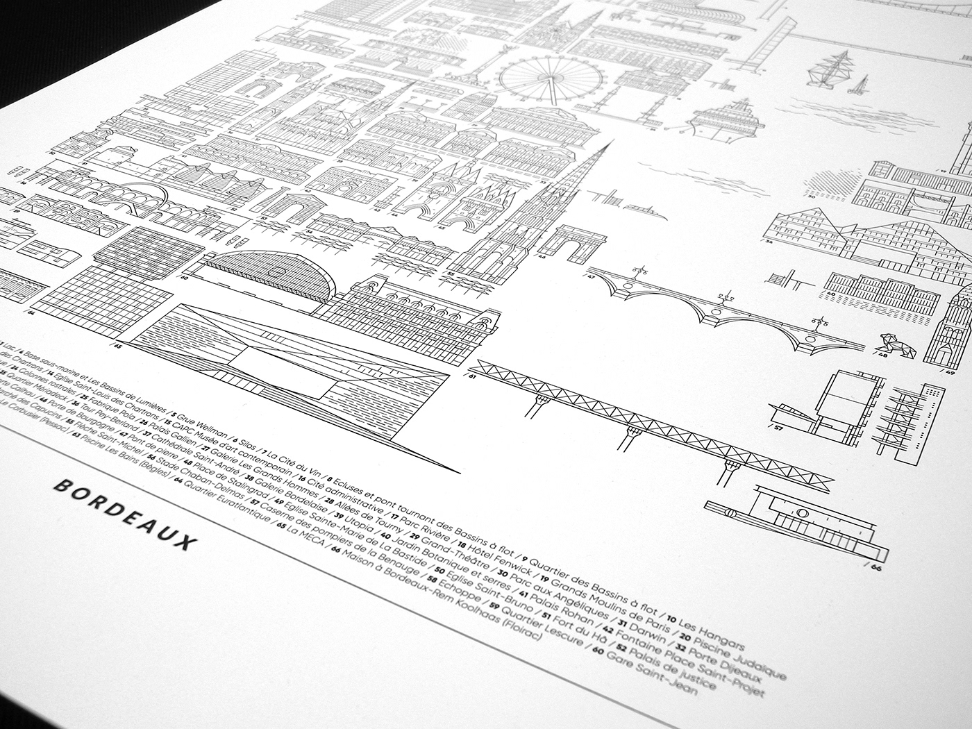 architecture Bordeaux Carte city graphism ILLUSTRATION  line art map minimalist town