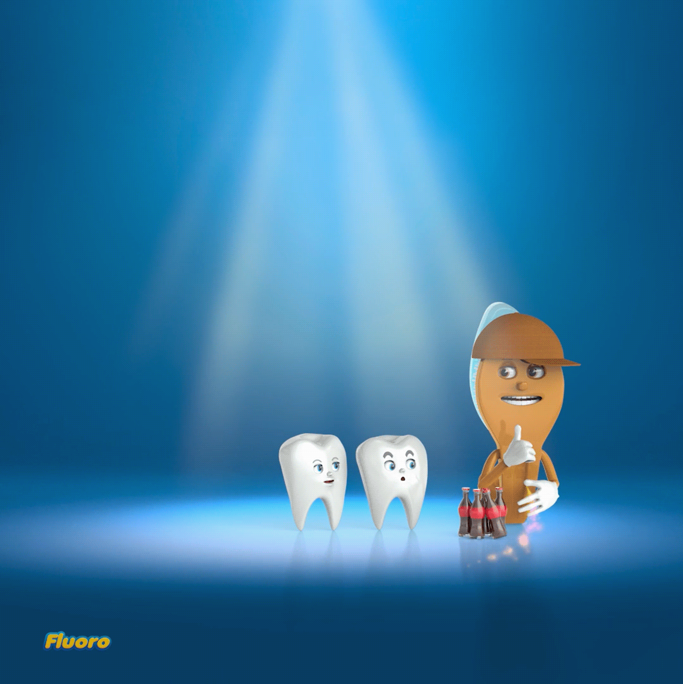 3d animation cartoon Character design  eva cosmetics fluoro kids Motion Ads song teeth toothpaste