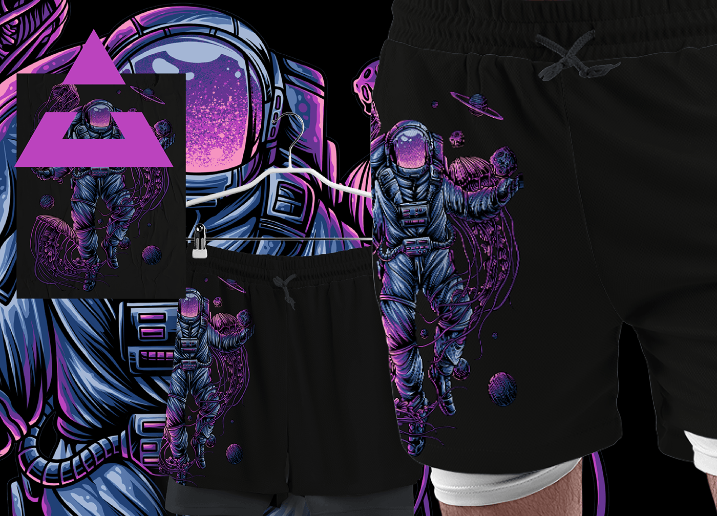 astronaut ILLUSTRATION  merchandise apparel Clothing Tshirt Design Space 