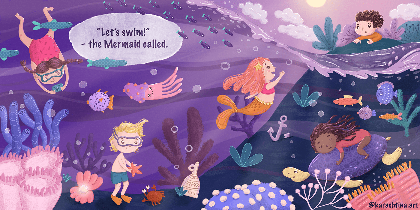 children children illustration children's book fish kidlit kidlitart kids illustration mermaid underwater