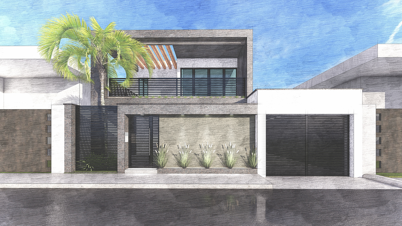 3D architecture Diseño exterior fachada Render visualization