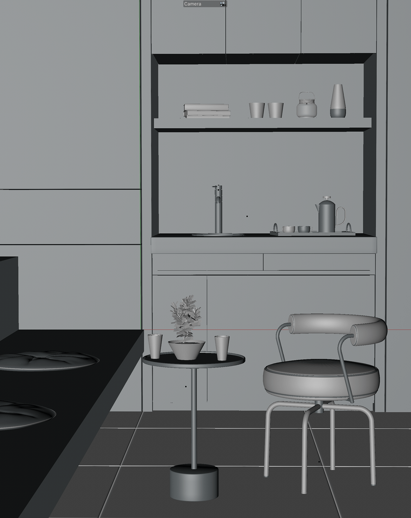 3D 3dkitchen 3droom 3dvisualization clayrender cleanstyle Interior Modernart photorealism