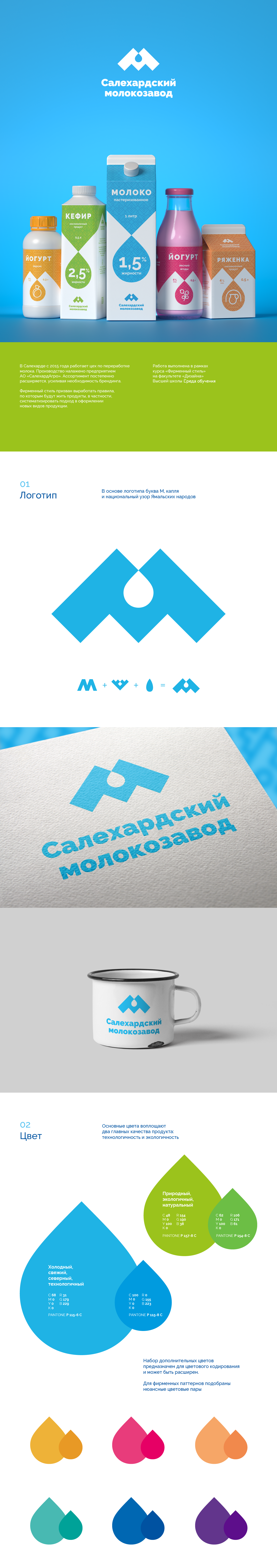 Salekhard milk factory Logotype identity Yamal Packaging icons pattern branding 