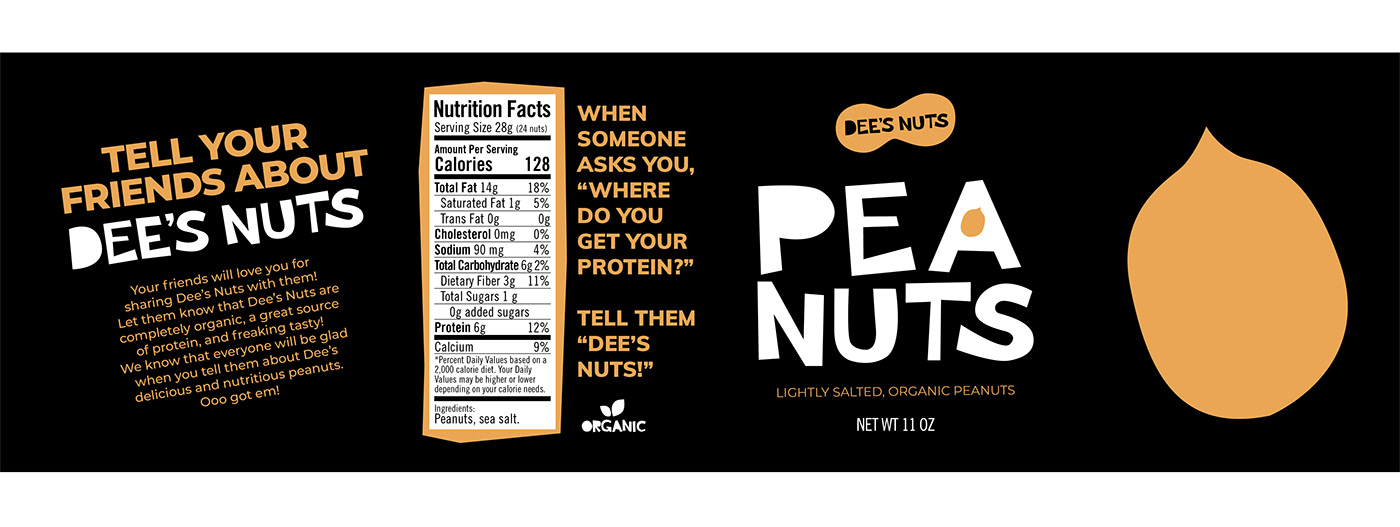 Dees Nuts package design  funny quirky nuts almonds peanuts pistachios package branding 