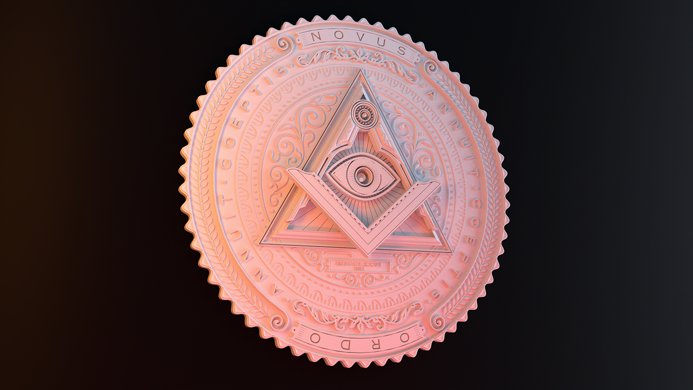 eye illuminate badge gold silver Mason freemason 3D