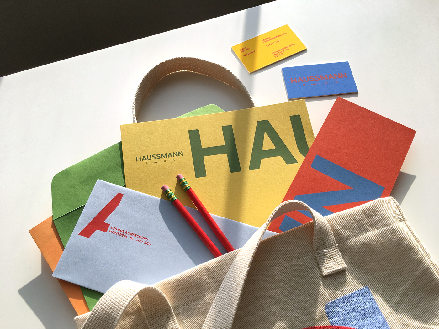 branding  brand typography   haussmann rebranding Montreal laprod colors stationnary identity